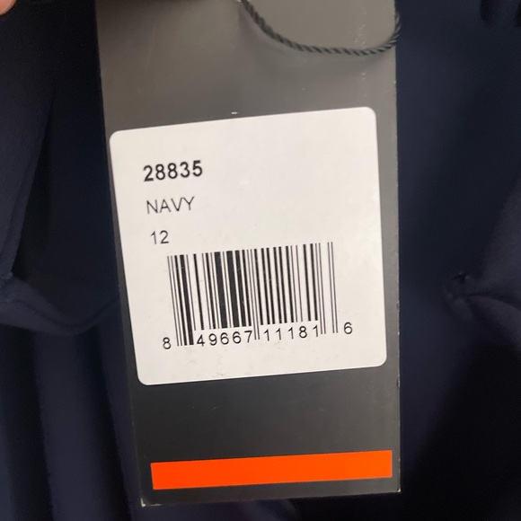 La Femme 28835 Navy Blue Strapless Double Cross Back Gown Dress Size 12 NWT - Picture 5 of 5